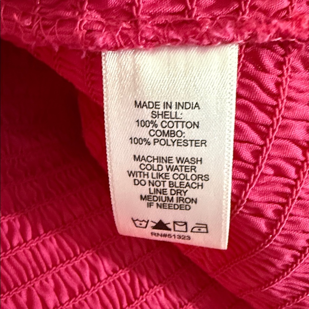 CECE Fuchsia Smocked Blouse with sheer Puff Sleeves, M - Picture 5 of 5